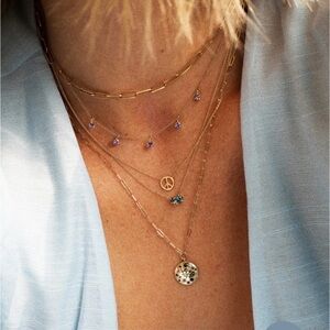 Bluboho Peace Sign Necklace 14k YG